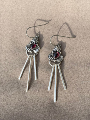 Heart Garnet Earrings