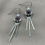 Heart Garnet Earrings